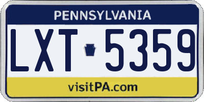 PA license plate LXT5359