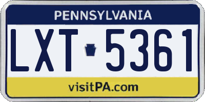 PA license plate LXT5361