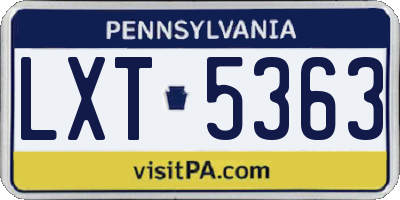 PA license plate LXT5363