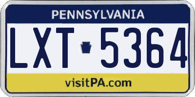 PA license plate LXT5364