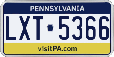 PA license plate LXT5366