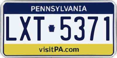 PA license plate LXT5371