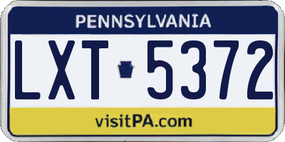 PA license plate LXT5372