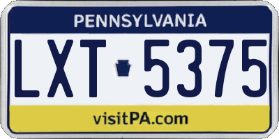 PA license plate LXT5375