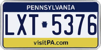 PA license plate LXT5376