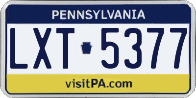 PA license plate LXT5377