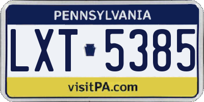 PA license plate LXT5385