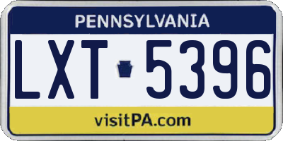 PA license plate LXT5396
