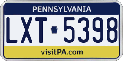 PA license plate LXT5398
