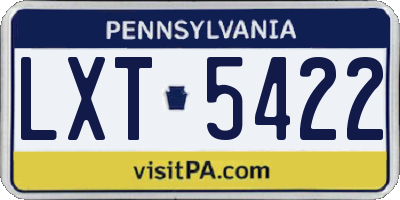 PA license plate LXT5422