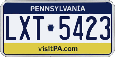 PA license plate LXT5423