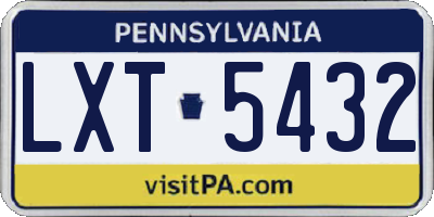 PA license plate LXT5432