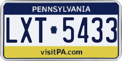 PA license plate LXT5433
