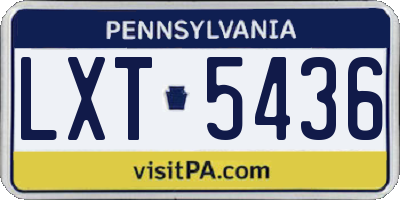 PA license plate LXT5436
