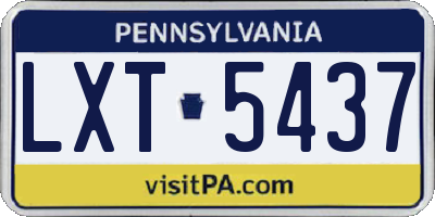 PA license plate LXT5437