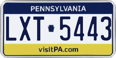 PA license plate LXT5443