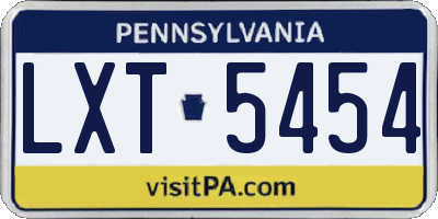 PA license plate LXT5454