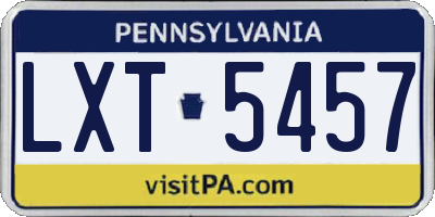 PA license plate LXT5457