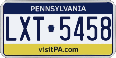PA license plate LXT5458