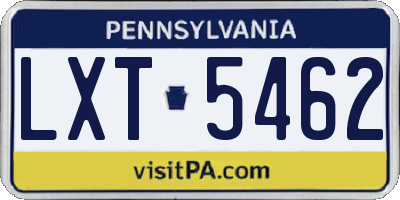 PA license plate LXT5462