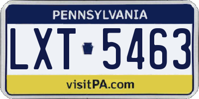 PA license plate LXT5463