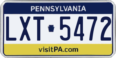 PA license plate LXT5472
