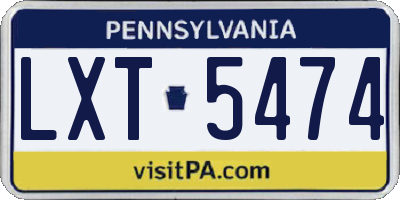 PA license plate LXT5474