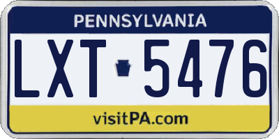 PA license plate LXT5476