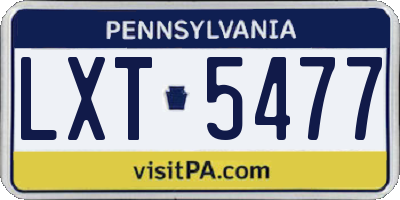 PA license plate LXT5477