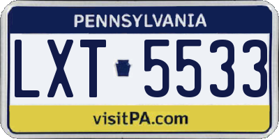 PA license plate LXT5533
