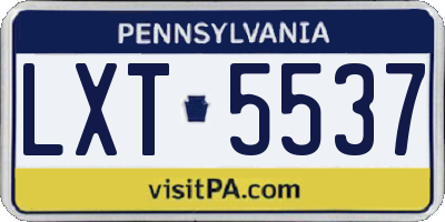 PA license plate LXT5537