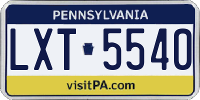 PA license plate LXT5540