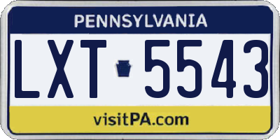 PA license plate LXT5543