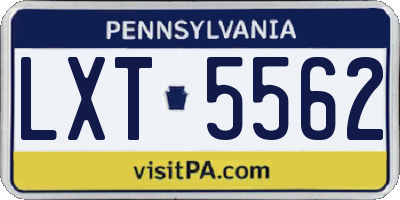 PA license plate LXT5562