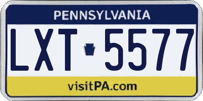 PA license plate LXT5577