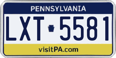 PA license plate LXT5581
