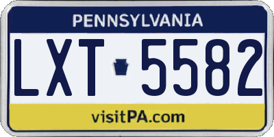 PA license plate LXT5582