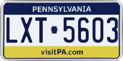 PA license plate LXT5603