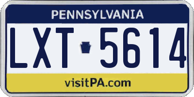 PA license plate LXT5614