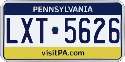 PA license plate LXT5626