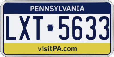 PA license plate LXT5633