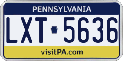 PA license plate LXT5636