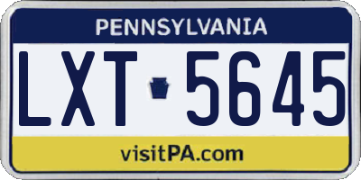 PA license plate LXT5645