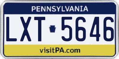 PA license plate LXT5646