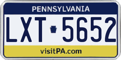 PA license plate LXT5652