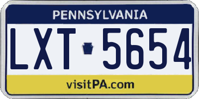 PA license plate LXT5654