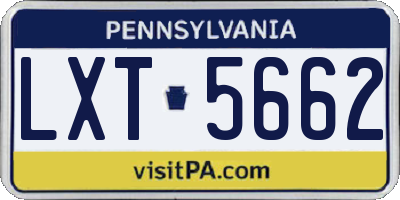 PA license plate LXT5662