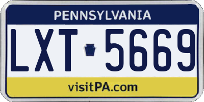 PA license plate LXT5669