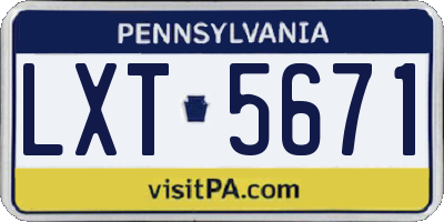 PA license plate LXT5671
