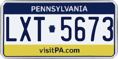 PA license plate LXT5673